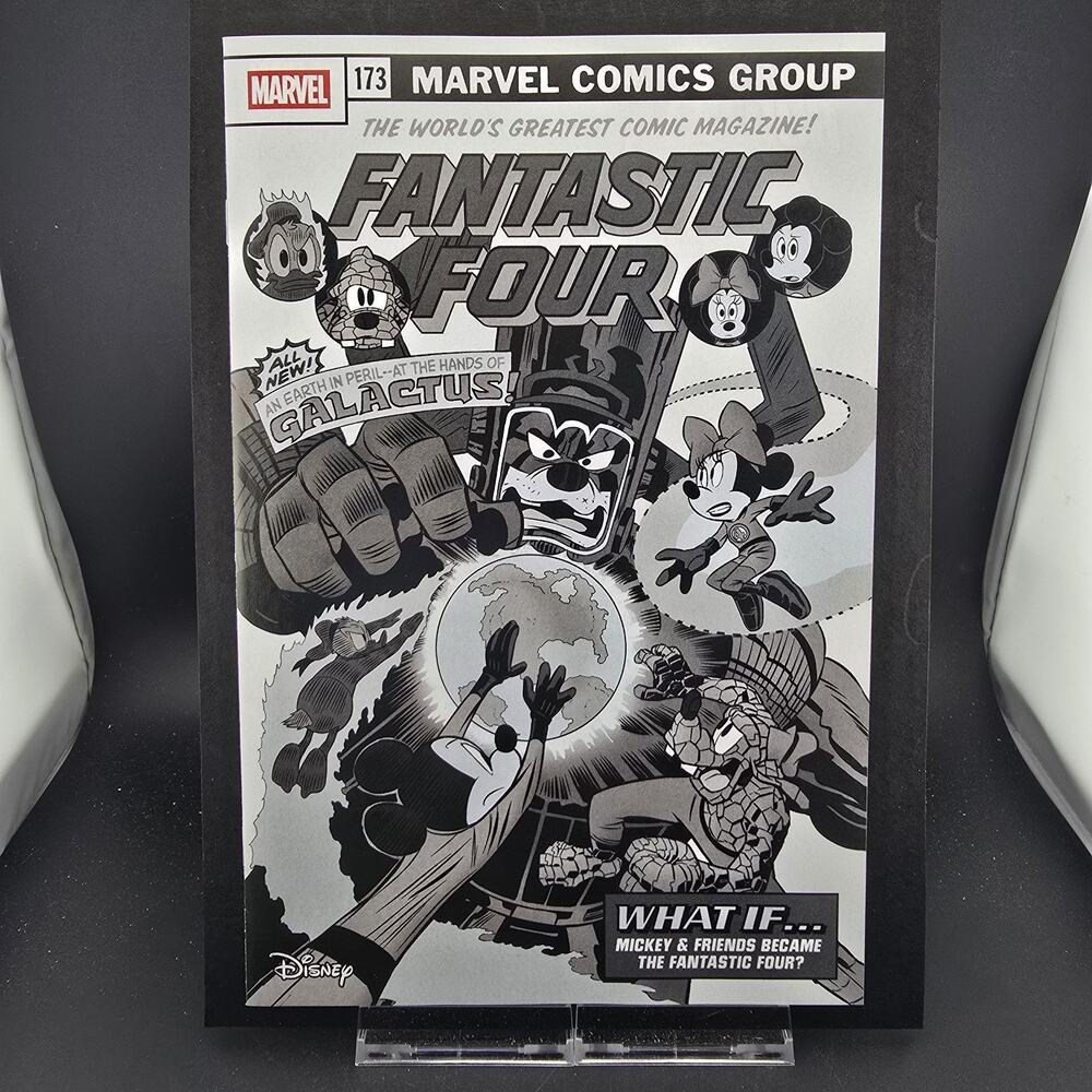 WHAT IF MICKEY FRIENDS BECAME FANTASTIC FOUR 1 1:100 B&W VARIANT MARVEL NM+ 9.8